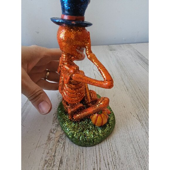 Inter-american glitter skeleton bobble Halloween decor unique pumpkin sparkle se - Picture 4 of 7
